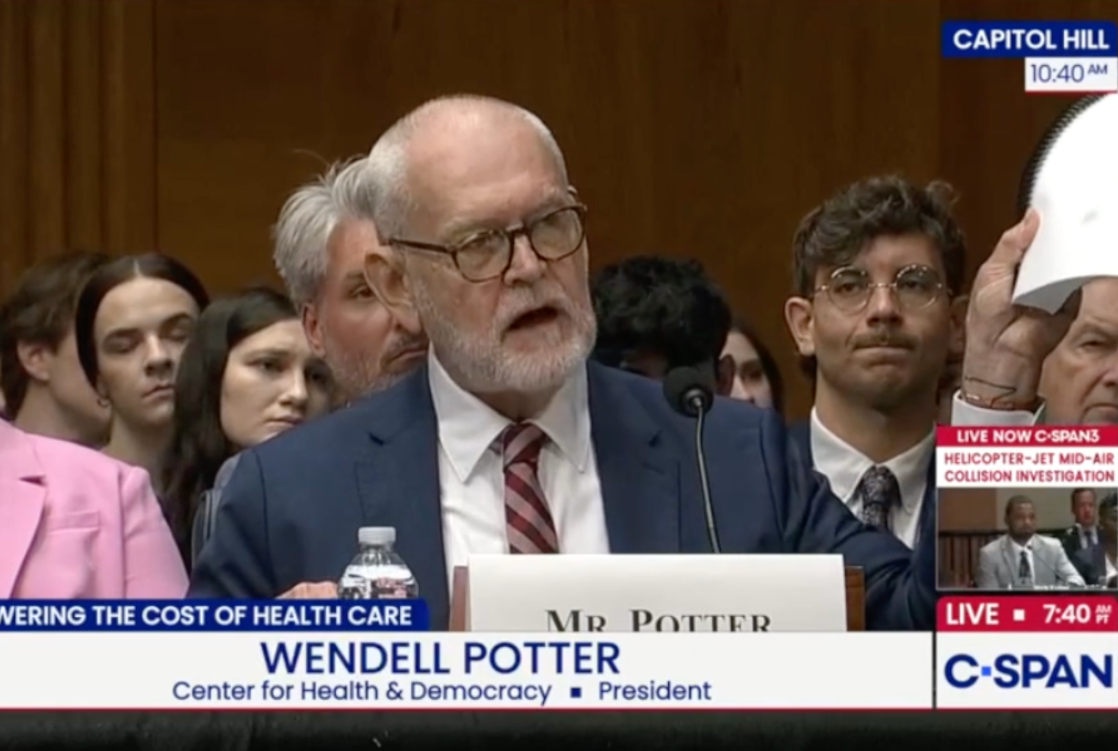 Wendell Potter testifying before the Senate HELP Committee on C-SPAN